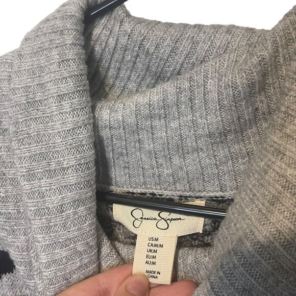 Jessica Simpson Women's Size Medium Snow Leopard Cowl Neck Sweater - Picture 4 of 8